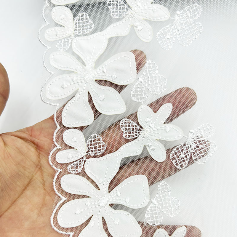 1 jard tiulu haftowane koronkowe wykończenia DIY biustonosz sukienka szycie tkanin wysokiej jakości tiulowa siatka wykończenia tkaniny robić rzemiosła akcesoria bieliźniane: Wielobarwne