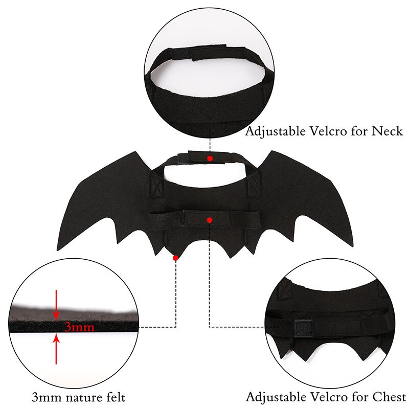 Disfraz de perro gato gracioso ala de murciélago, accesorio de Cosplay, disfraz de murciélago de Halloween, ropa de decoración para de Navidad, productos para mascotas