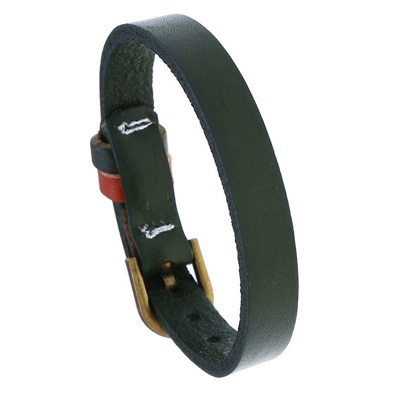 Niuyitid pulseira vintage simples para homens e mulheres, bracelete ajustável de couro, joias estilo punk para homens e mulheres: green