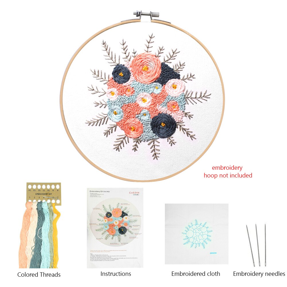 DIY Starter Kit Ribbon Painting Plants Pattern Embroidery Flowers Handwork Needlework Threads Tools Home Decoration Cross Stitch: 02