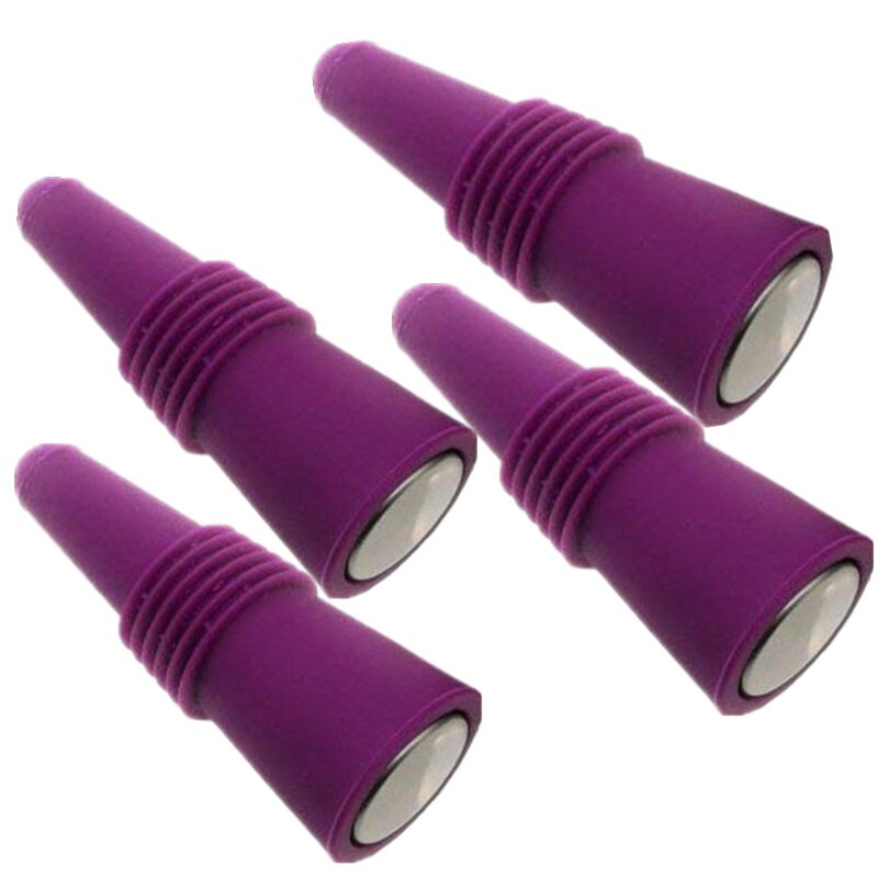 Goldbaking wijnstoppers siliconen drankflesstoppers met griptop 4 stuks: Paars 