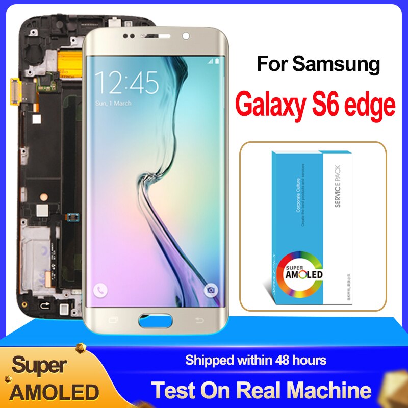 Originele 5.1 &#39;&#39;Super Amoled Voor Samsung Galaxy S6 Rand Lcd + Frame G925 G925I G925F Display Touch Screen Digitizer montage