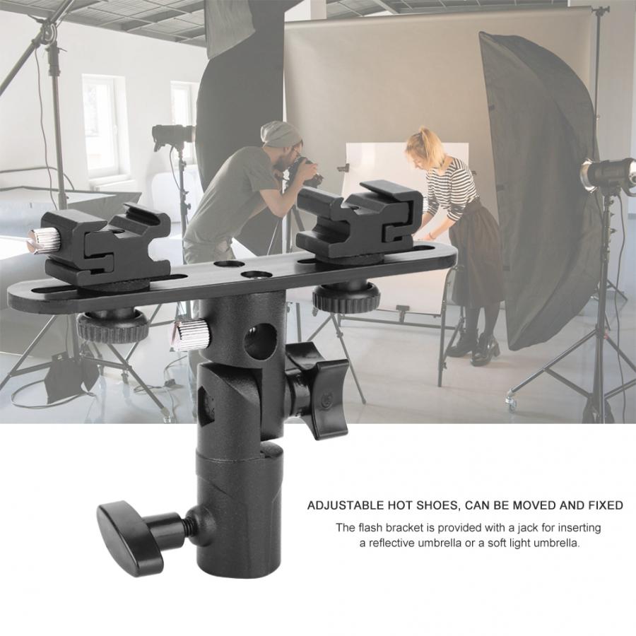 Dual Shoes Flash Lamp Mount Holder Bracket For Camera Video Camcorder