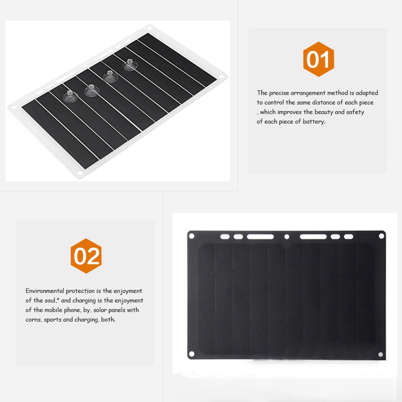 10W 6V Solar Panel Flexible Portable Solar Charging Panel USB Interface for Outdoor Camping Travel