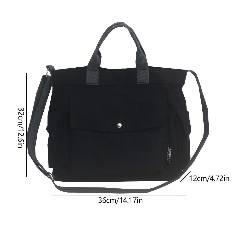 Canvas crossbodytas voor dames, grote capaciteit, messenger bag, casual, verstelbare riem, eenvoudige, draagbare boodschappentas, forenzentas: Zwart
