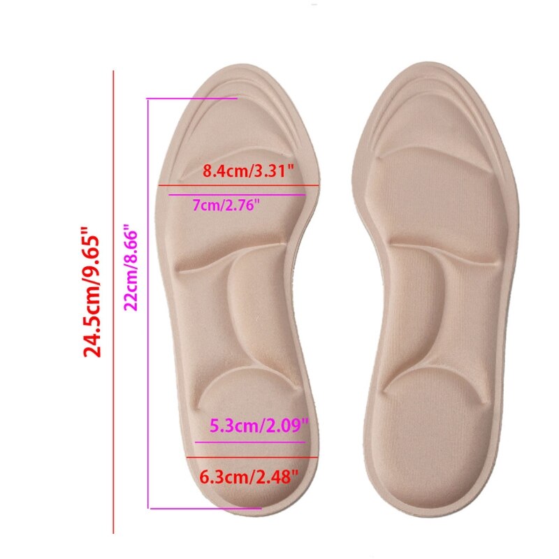 Ladies Feet Care Massage High Heels Sponge 3D Shoe Insoles Pads Cutting DIY E5BD