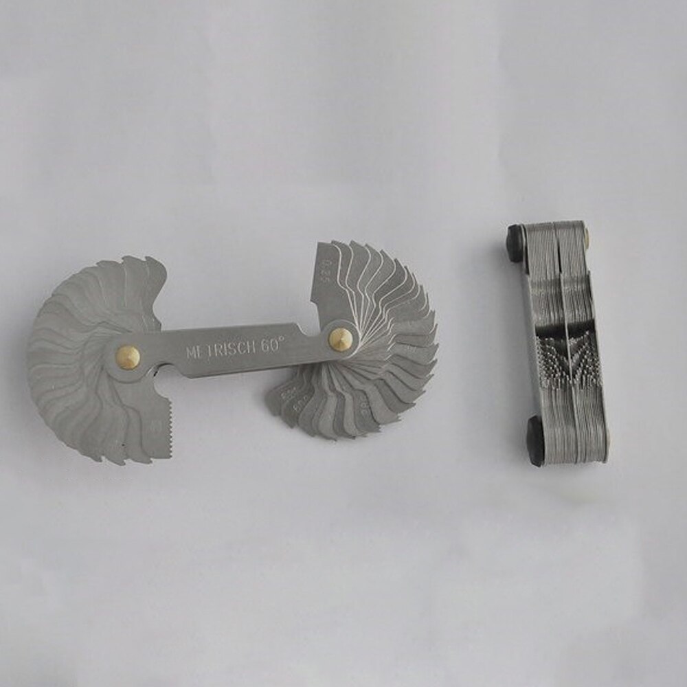 Ensemble de 52 lames SAE Whitworth 55 degrés et métrique 60 degrés poignée Whitworth filetage jauge de pas outils de jaugeage
