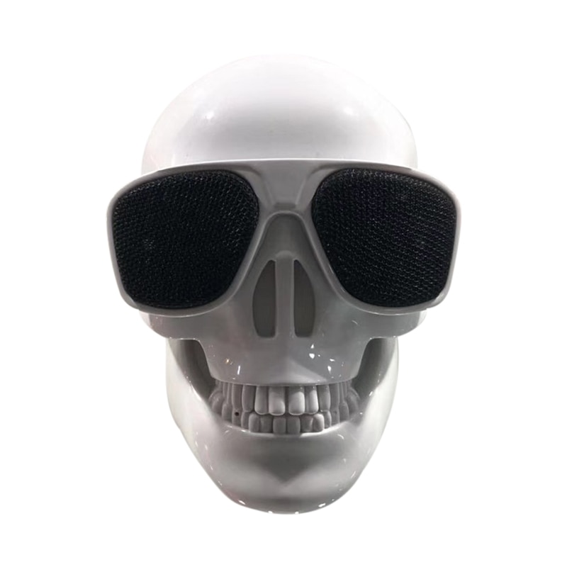 Haut-parleur Bluetooth sans fil de crâne de personnalité Portable Mini haut-parleur de crâne haut-parleur polyvalent de Subwoofer Mobile: White