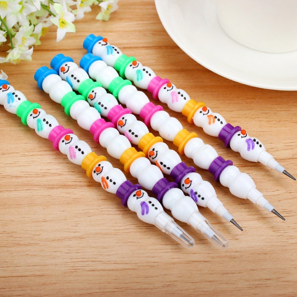 2Stck Nette Weihnachten Schneemann Stapelbar Bunte Bleistift SchöNe Baby freundlicher Spielzeug YH-461552