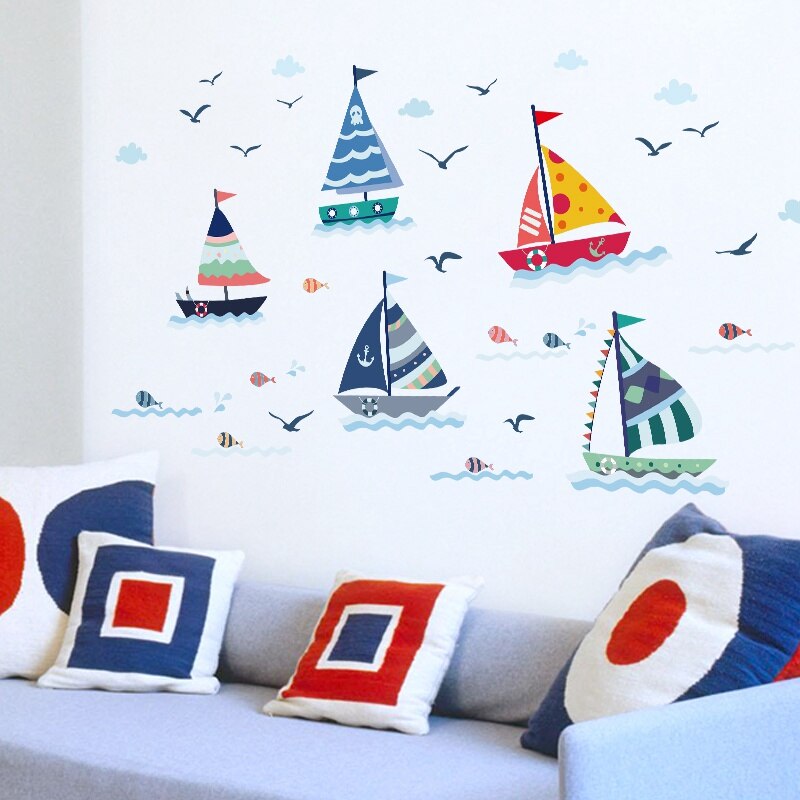 Zs Sticker boat Wall Stickers Children Room Home Decor boat Vinyl Kids Room Decal Baby Room Nursery Decor