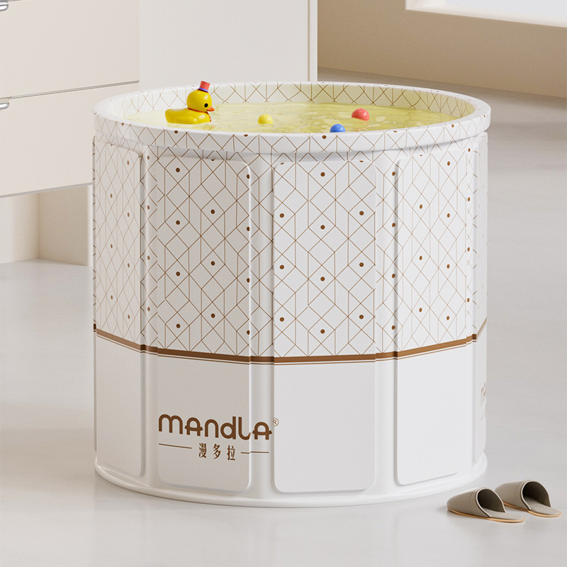 Cubo de baño plegable para adultos para el hogar, cubo para remojo de cuerpo completo, cubo para natación, bañera para sentarse, cubo de baño de almacenamiento plegable completo: Caqui oscuro