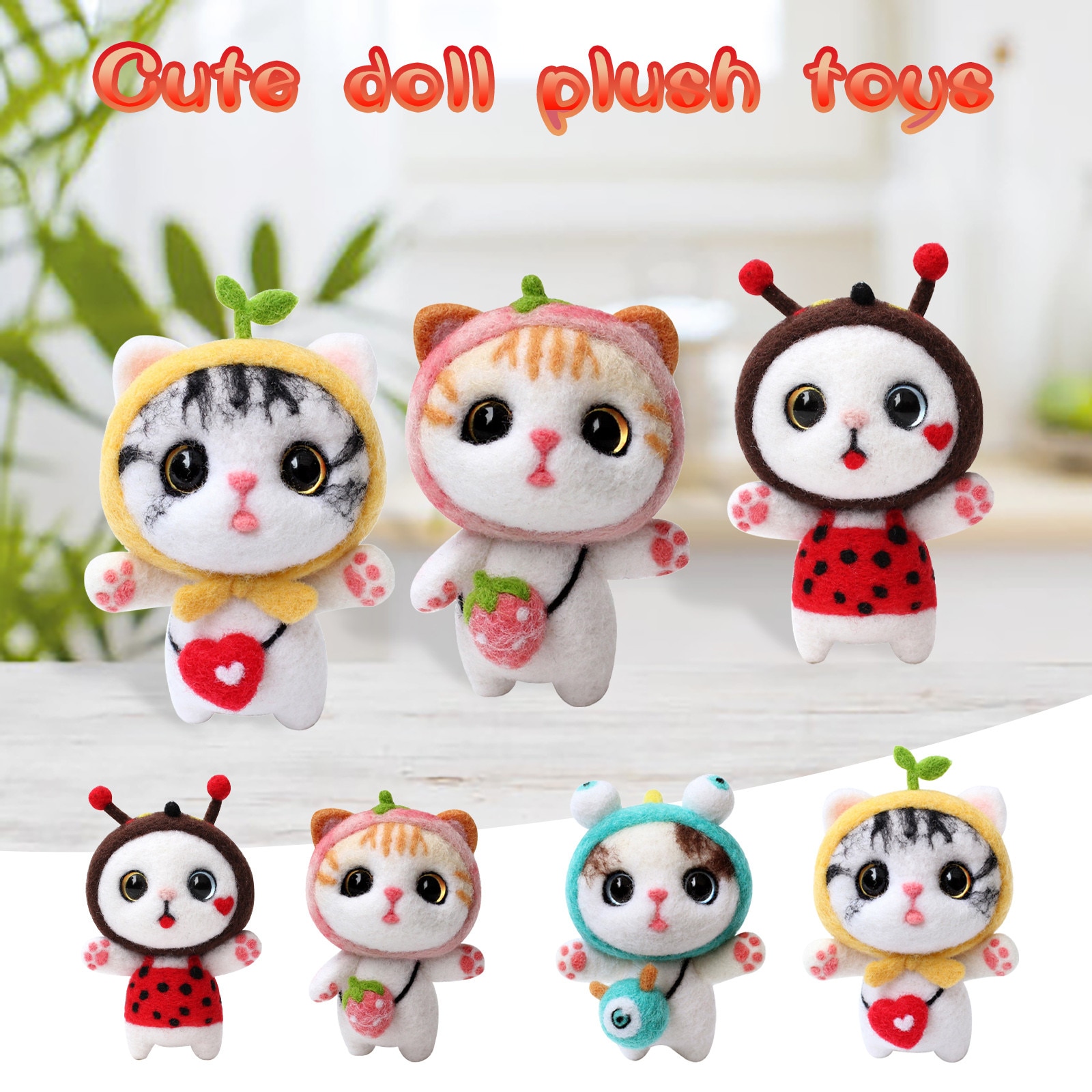 Cute Cat Pattern Handmade DIY Poke Wool Felts Material Production Package Felt Craft Poked Kitting Non-Finished DIY F