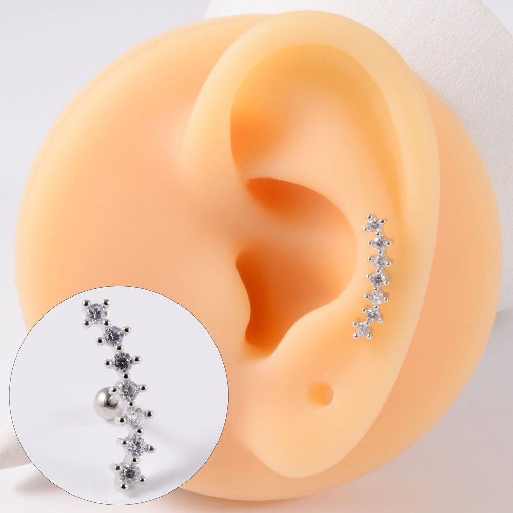 1 pz acciaio inossidabile Cz orecchio Tragus cartilagine orecchini cristallo trasparente fiore lobo elica orecchino bilanciere piercing gioielli per il corpo 20G: Rame antico placcato