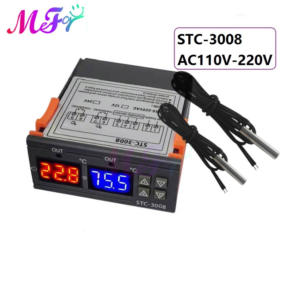 STC-1000 STC-3000 STC-3008 STC-3018 Digital LED controlador de temperatura termostato termoregulador incubadora 12V 24V 110V 220V: STC-3008 AC110-220V