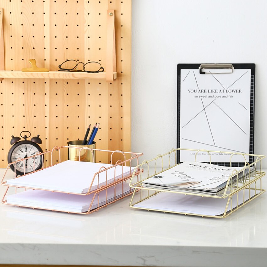 Support de bureau pour magazines, support de journaux en fer, plateau de stockage de fichiers de magazines à une couche pour le bureau, décoration de la maison