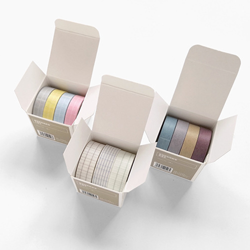 Basic Style Grid Pure Color Washi Tape Set DIY Scrapbooking Sticker Label Masking Tape School Office Supply