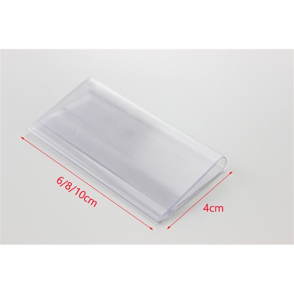 10/8/6Cm X 4.2Cm Clear Plastic Pvc Prijskaartje Teken Label Display Clip Houder Voor supermarkt Store Hout Glas Plank Fitting 50Pcs