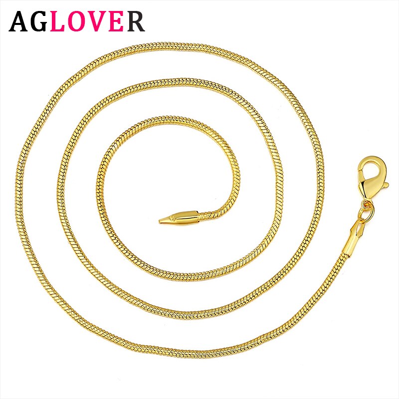 AGLOVER-collar de cadena de serpiente para mujer y hombre, de Plata de Ley 925, 16/18/20/22/24/26/28/30 pulgadas, 2MM de largo, joyería de boda