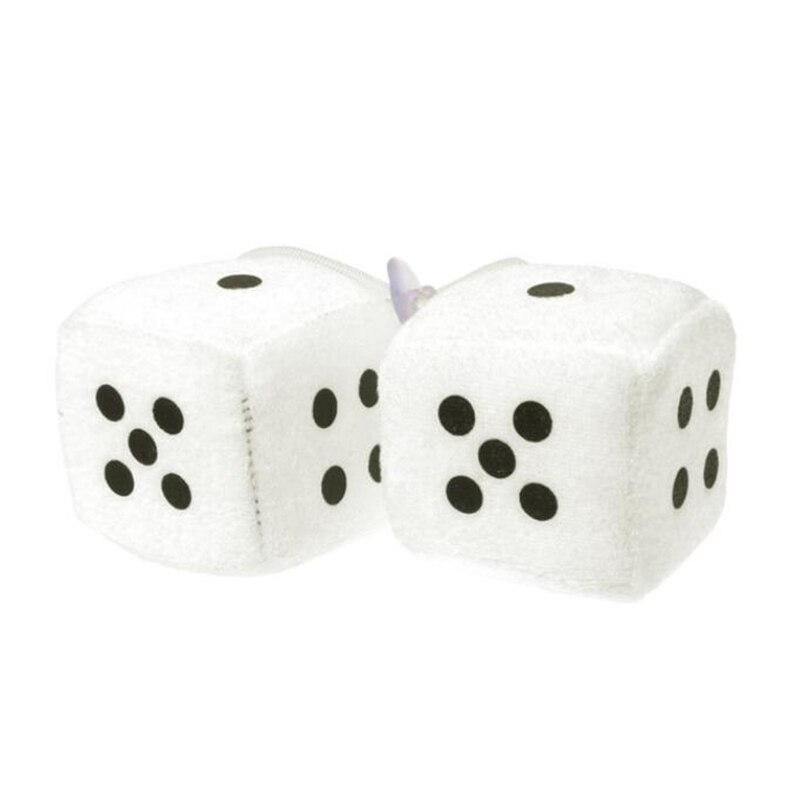 2 stk/parti bil plys vedhæng med diffuse terninger punkter bakspejl krog dekoration bil stil tilbehør bil dekoration: Hvid