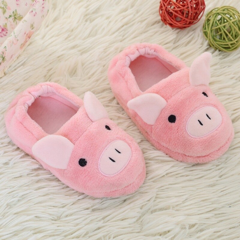 Kocotree – pantoufles d'hiver pour enfants garçons et filles, chaussures de maison confortables et chaudes en coton avec cochon de dessin animé