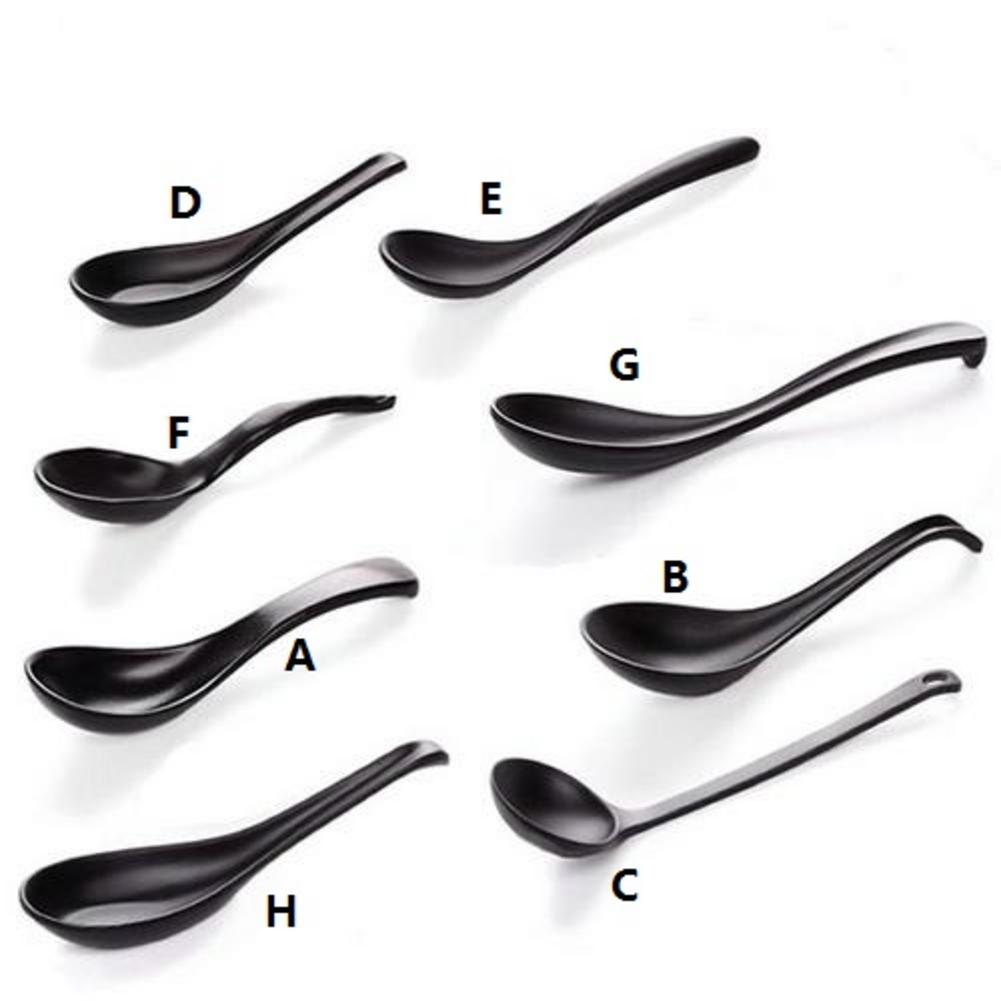 Soup Spoon Black Matte Ladle Spoon Japanese Style Hand-Pulled Noodle Tableware Anti-Fall Tortoise Shell Shaped Spoon 1.10