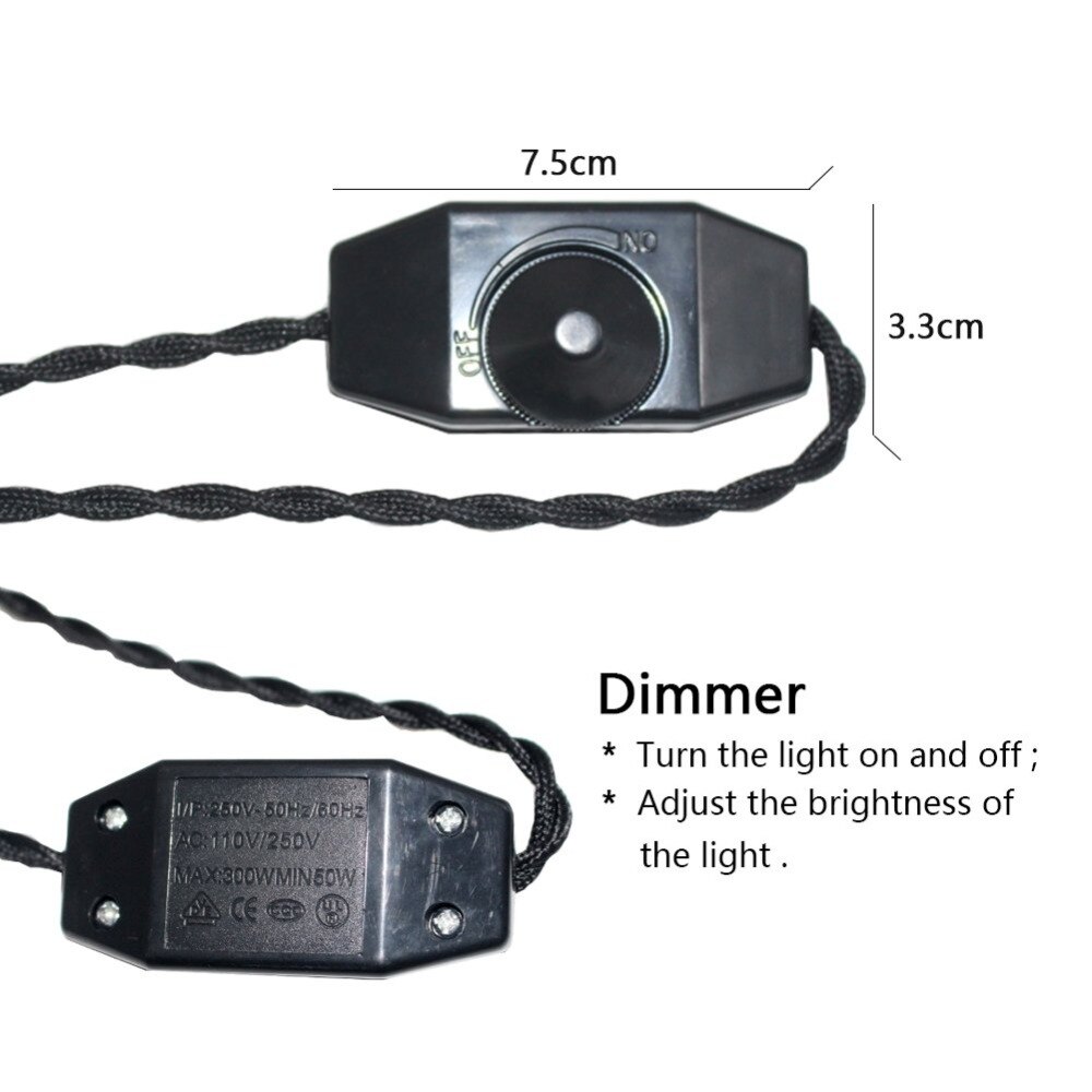 Vintage 3 Heads LED Lamp Base E27 Bulb 110V/220V Pendant Light With Dimmer Switch EU US Plug Socket Holder Hanging Light Fixture