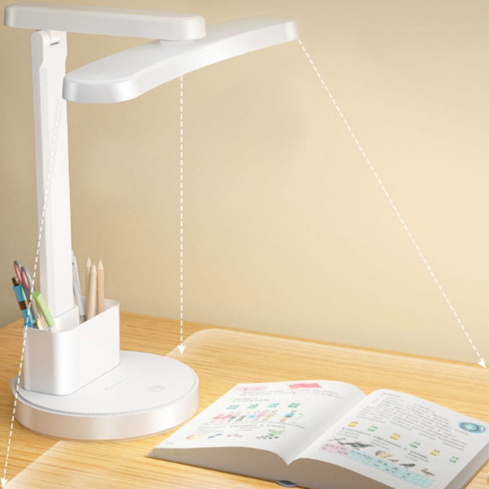3 dimbare led bureaulamp met inklapbare oogbescherming, witte kleur, aanraakschakelaar, usb-oplaadbaar.