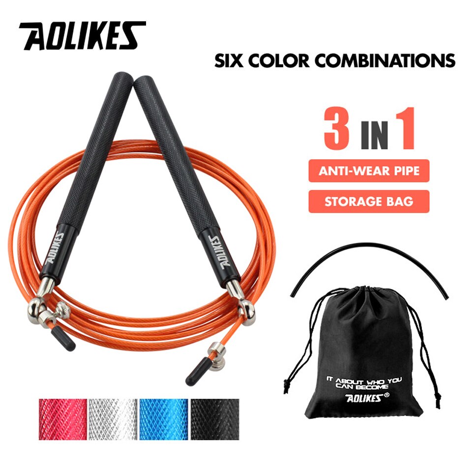 AOLIKES 1PCS Crossfit Speed Jump Rope Skipping Rope For MMA Boxing Fitness Skip Workout Training With Carrying Bag