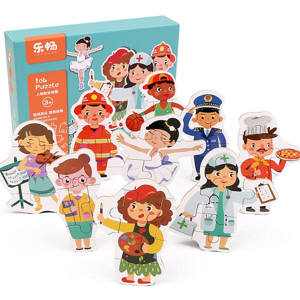Houten 3D Puzzel Houten Speelgoed Voor Kinderen Montessori Speelgoed Puzzel Cartoon Dier Puzzel Kids Educatief Spel Blokken: F