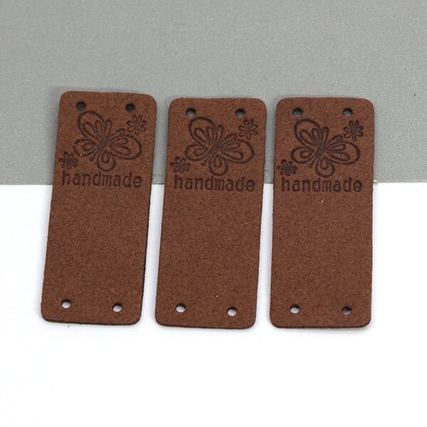 Etichetta fatta a mano farfalla 20 pezzi etichette in pelle per abbigliamento etichette fatte a mano per cucito cappello fai da te accessori per cucire 2x5CM 10 colori: 03