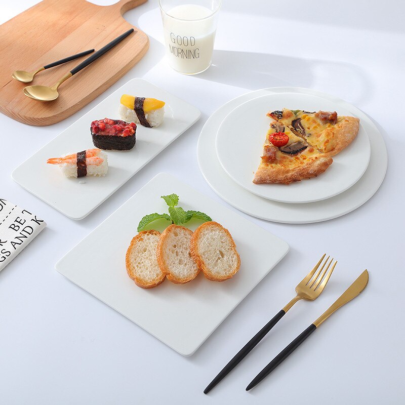 Ceramic Japanese Sushi Pizza Plate White Porcelain Cake Bread Tray Kitchen Dessert Plate Baking Tableware