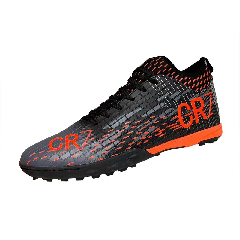 Neue Männer Fußball Schuhe Turf Indoor Lange Spikes Hohe Ankle Fußballplatz Stiefel Training Ultraleicht Futsal Stollen Fußball Schuhe: Black / 5,5