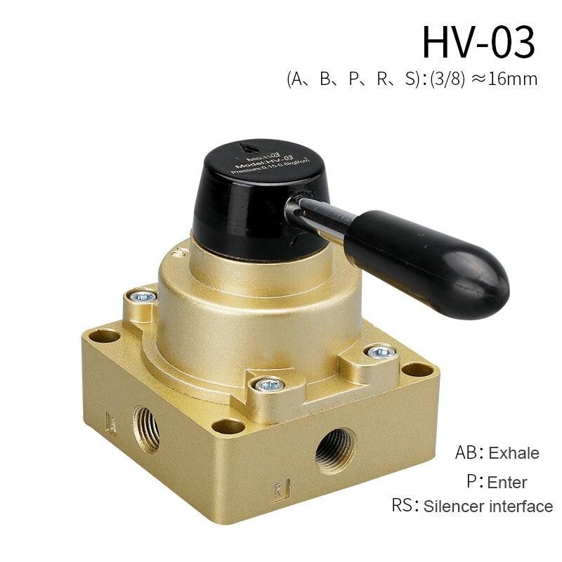 Pneumatic cylinder hand rotary valve Hand valve HV-02/03/04 K34R6-8/8D/8L Pneumatic three-position four-way hand-turn valve: HV-03