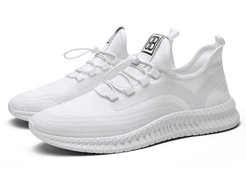 Forår herresko skridsikre sneakers afslappet trendy afslappet behageligt fodtøj åndbart slidstærkt: Hvid / 40