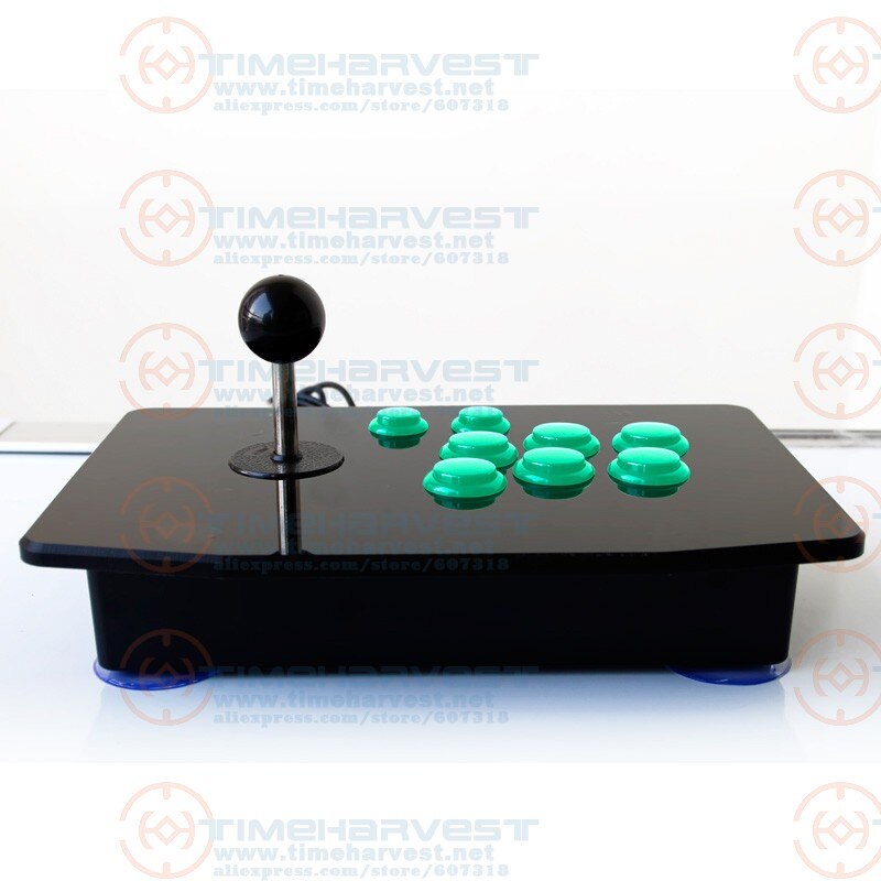 Acryl Nul Vertraging Arcade Fighting Stick Usb Bedrade Computer Gaming Joystick Game Rocker Controller Met 8 Knoppen Voor Pc Desktop: green