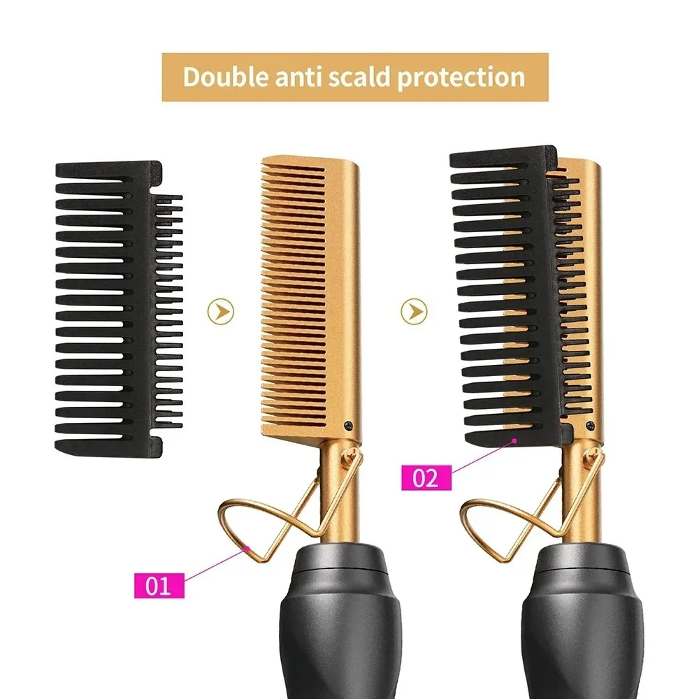 Portable Ceramic Hair Curler Electric Heating Comb Hair Straightener Curler Wet Dry Hair Straightening Hair Styling Tool