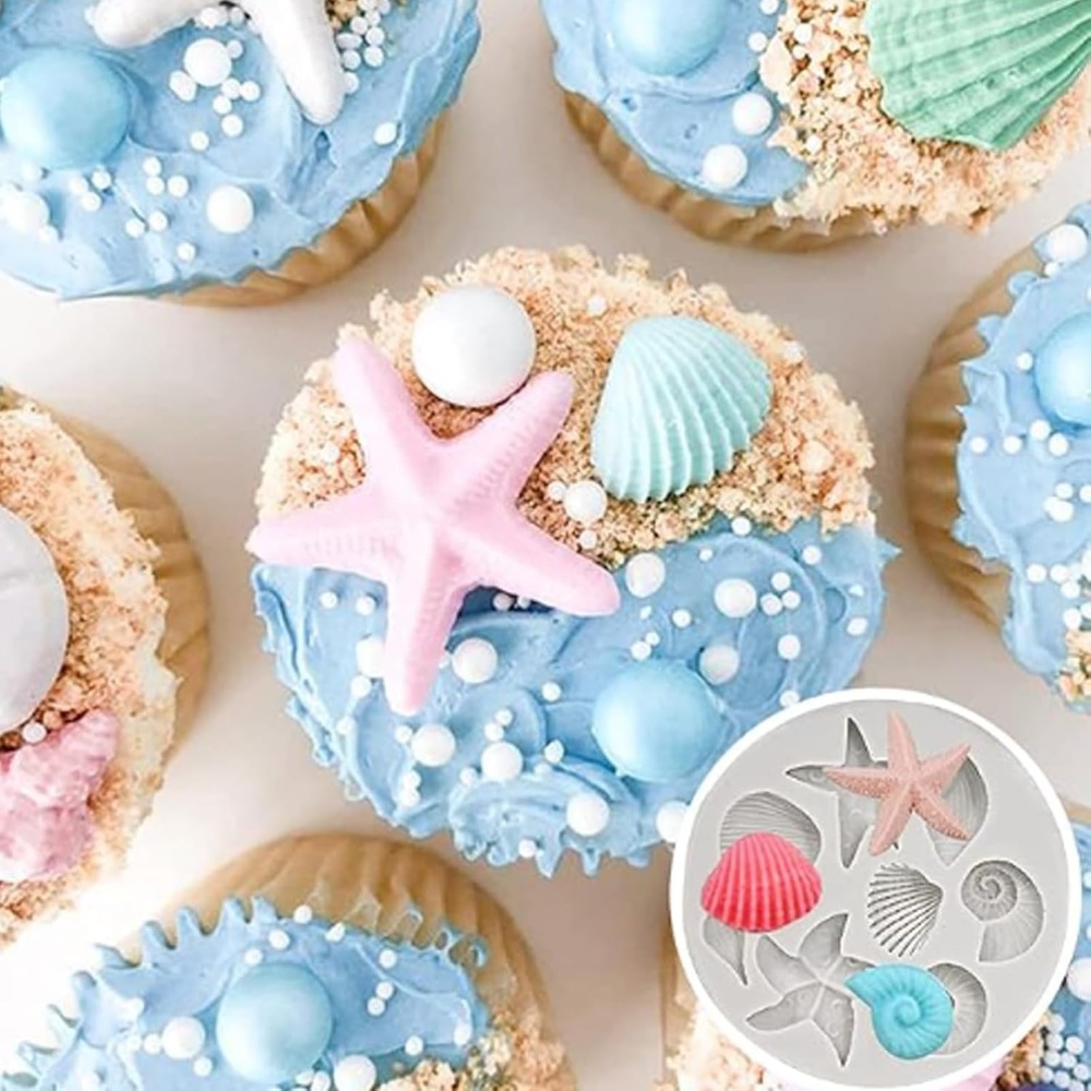 Silikonform Marine Thema Muschel Kuchen Dekorieren Werkzeuge Schokolade Muschel Butterform Seestern Tonne Fondant Basteln Backen