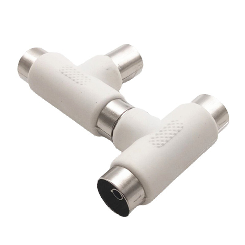 Cable divisor de TV enchufe en forma de T de tres vías TV una revolución dos adaptadores RF hembra adaptador de conector de línea de señal