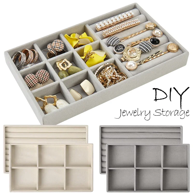 Samt Schmuck Vitrine fallen Armbinde Ohrring Ringe Kasten Organizer Aufbewahrung Halfter DIY stapelbare Schmuck Schublade Vitrinen