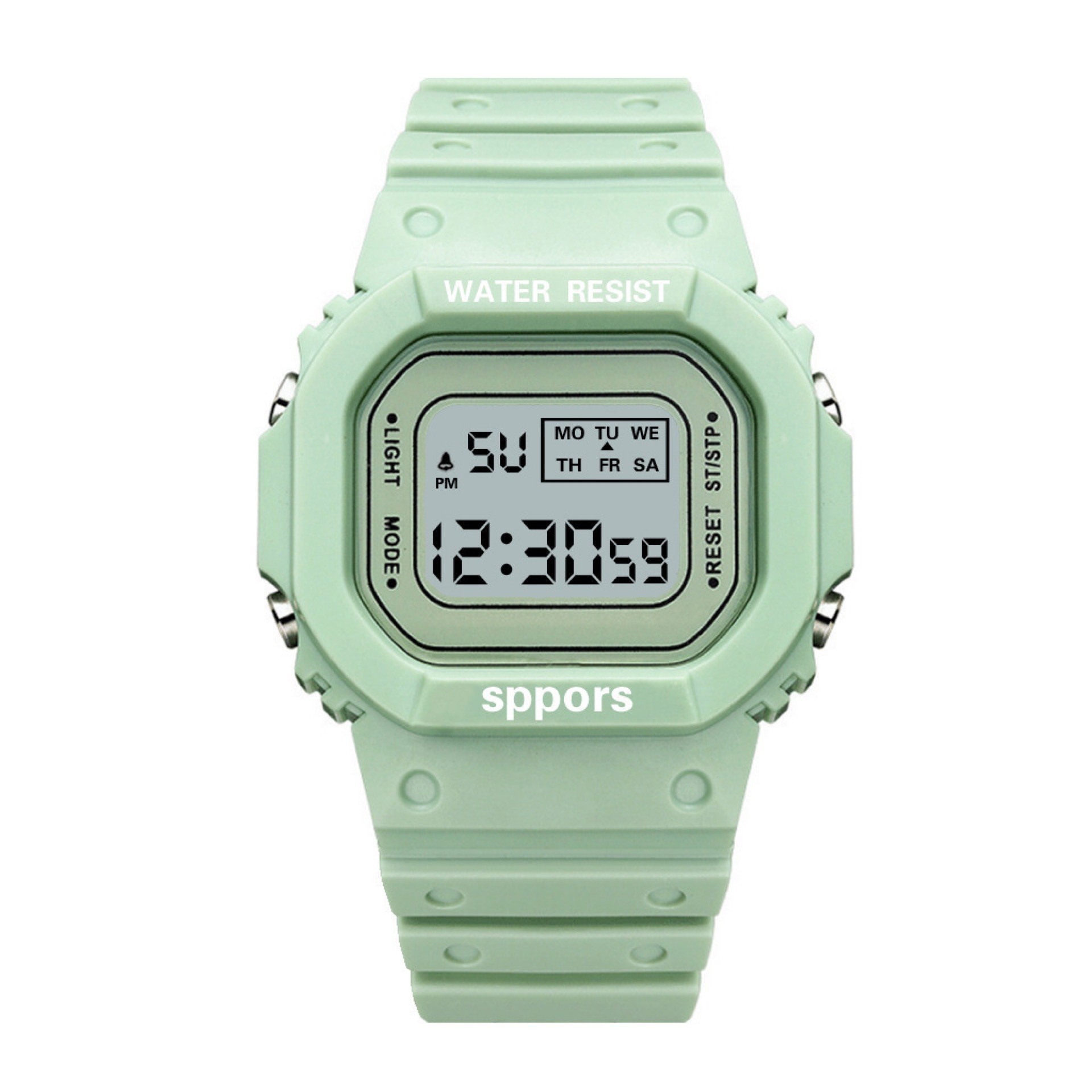 Relojes digitales deportivos a la para hombre, reloj de pulsera LED Simple resistente al agua, reloj electrónico informal de silicona con indicador de fecha y hora: Verde