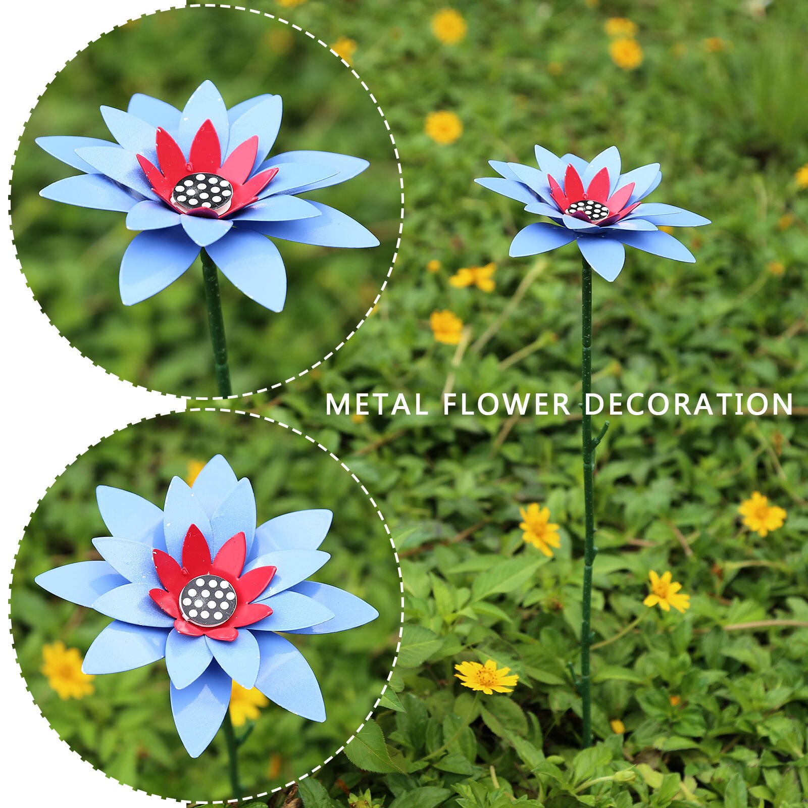 Metal Daylily Flower Iron Stakes Crafts Daylily Sculpture for Lawn Garden