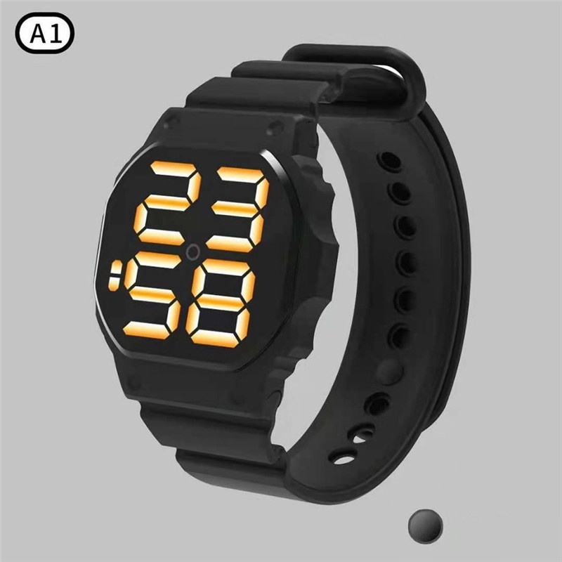 Led Digitale Sport Horloge Voor Mannen Vrouwen Siliconen Band Horloges Reloj Mujer: black