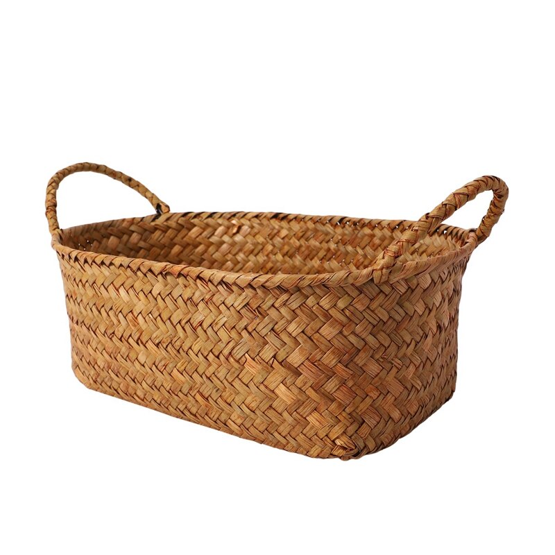 Wicker Weaving Storage Basket for Kitchen Handmade Fruit Dish Rattan Picnic Food Bread Loaf Sundries Neatening Container Case