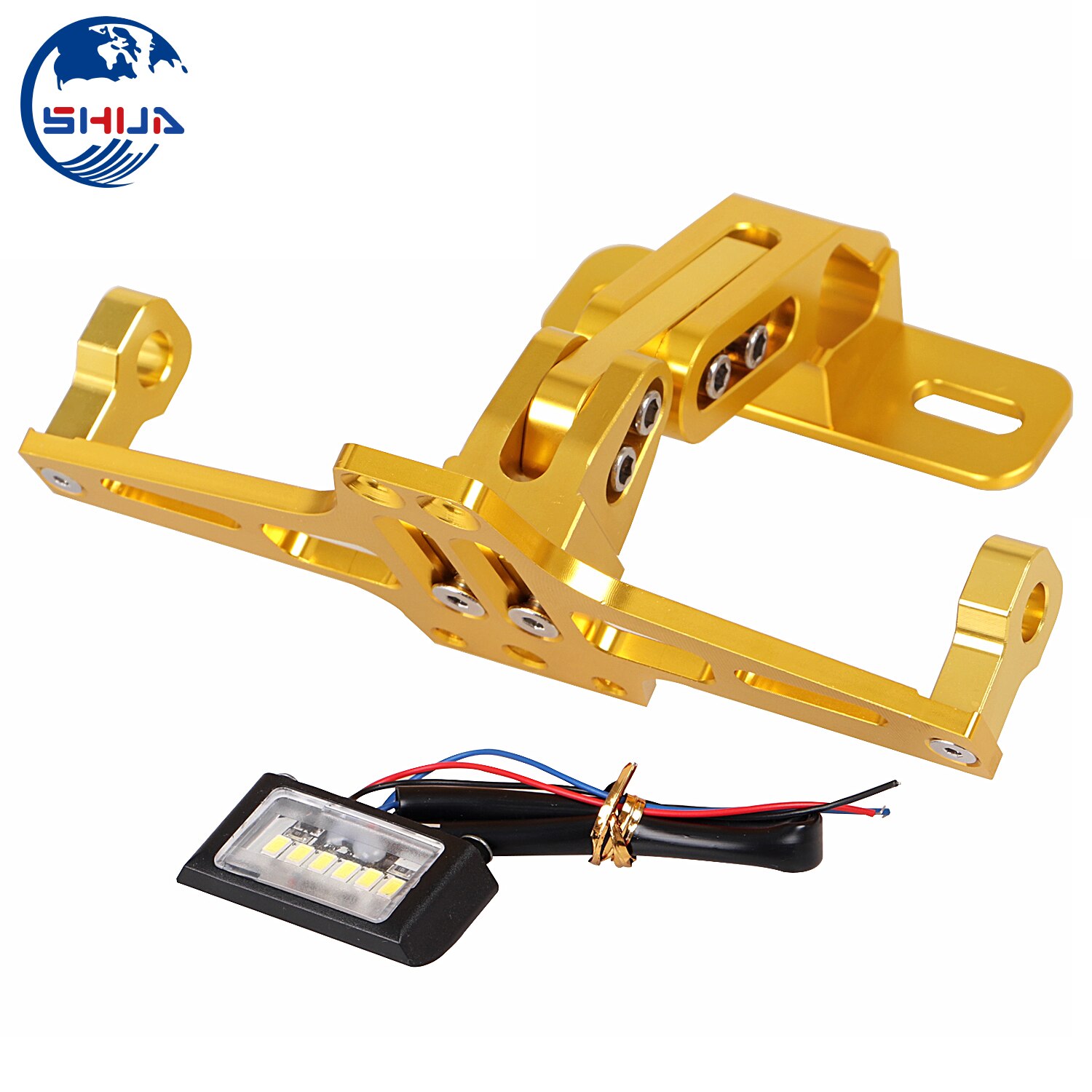 Motorcycle Gold CNC LED Tail Light Lincense Plate Holder Bracket Fender Eliminator For Honda Suzuki YAMAHA R25 R3 MSX