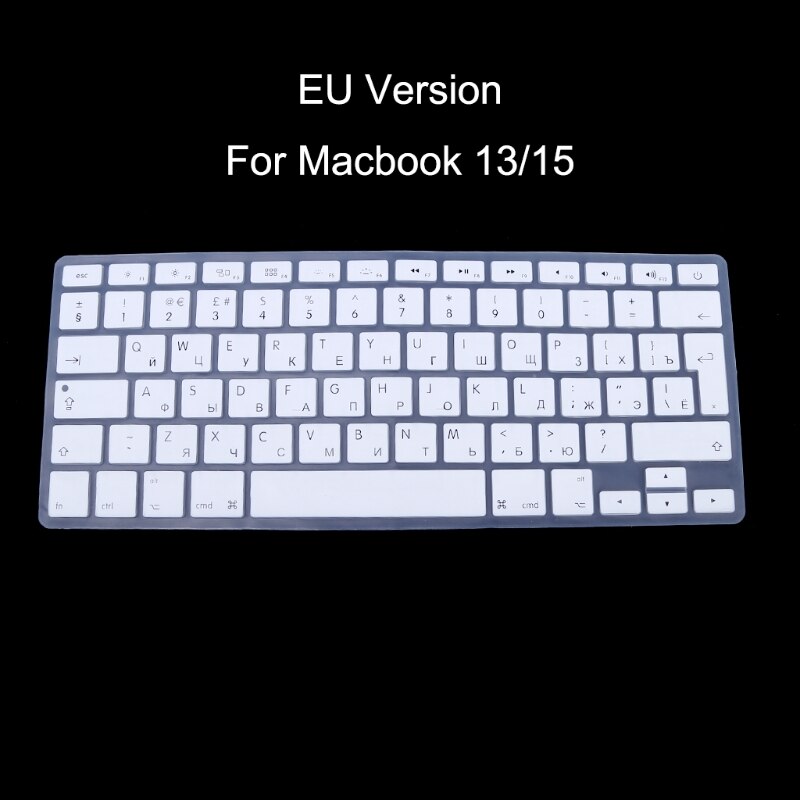 EU Version Russian Keyboard Silicone Skin Cover For Apple Macbook Air Pro 13 15: White