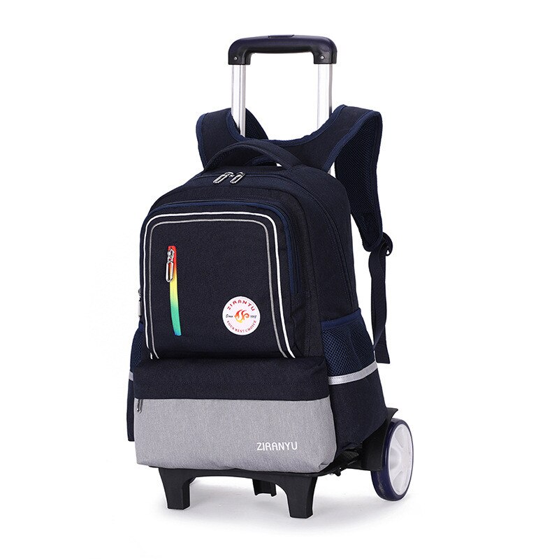 Abnehmbare Kinder Schule Taschen für Mädchen Junge Schule Rucksack Mit 2/6 Räder Trolley Rucksack Kinder Gepäck Tasche Reise Rucksack: big wheel gray