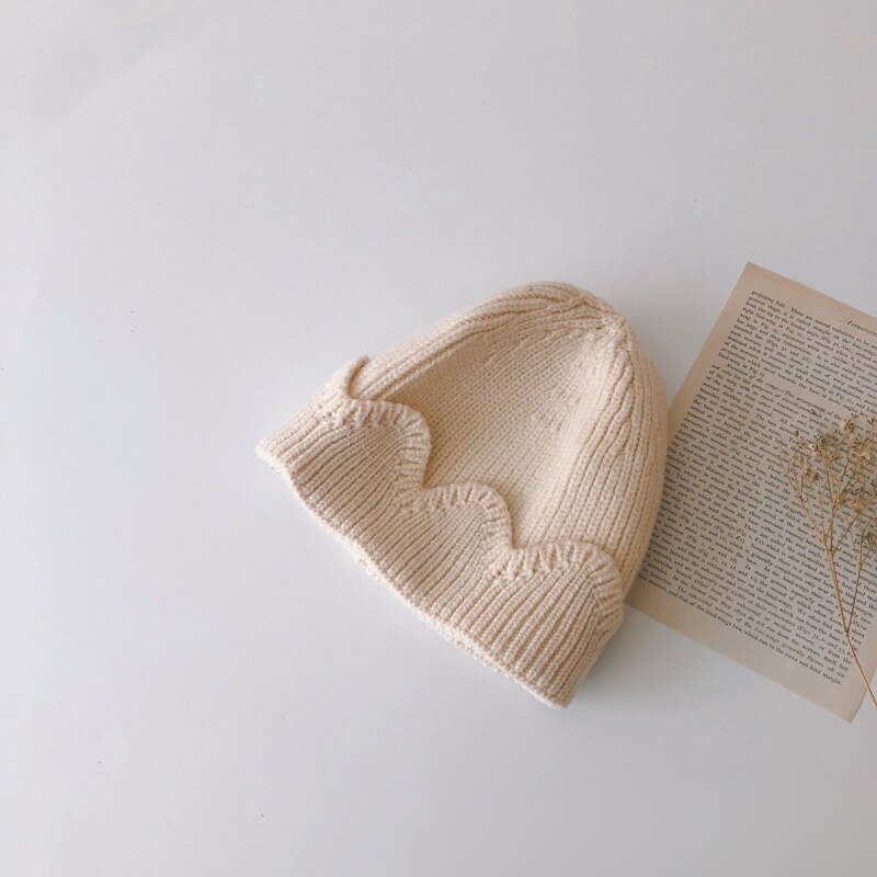 Børn strikhue børn slik farve hue baby vinterhue børnehuer: Beige