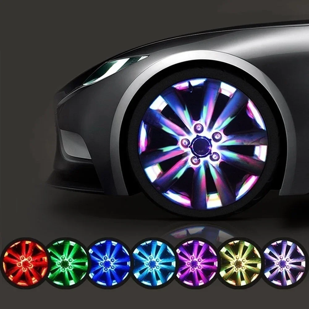 Lumière LED énergie solaire Flash voiture roue lumière moyeu ampoule pneu pneu Valve voiture moto pneu Modes colorés Valve lumière roue lampe