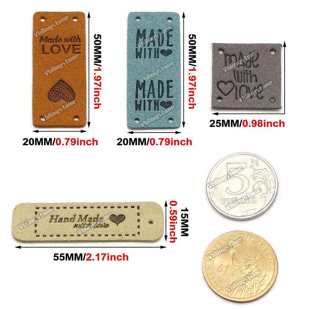 Zestawy etykiet skórzanych Ręcznie robione etykiety na ubrania Wytłaczane etykiety z metalowymi nitami z podwójną nasadką 6x8MM Akcesoria robić szycia