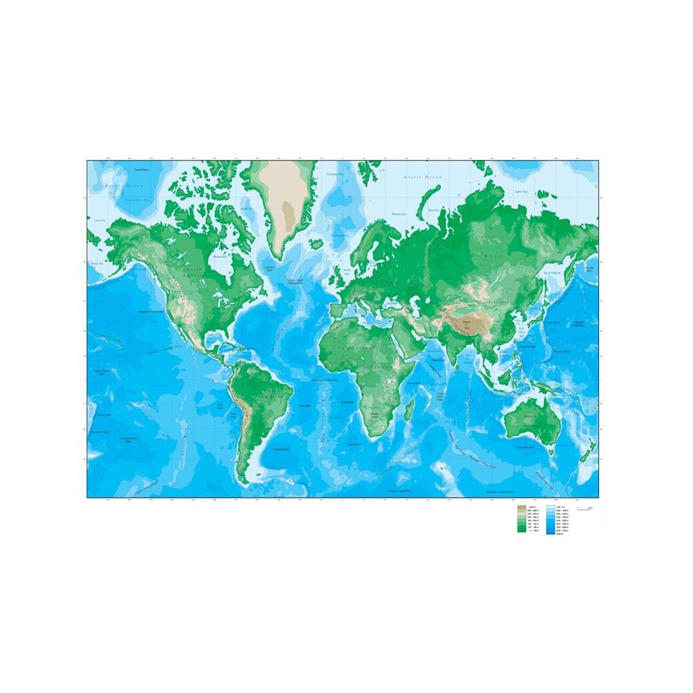 A2 rozmiar mapa elewacji świata bez zapachu cienka mapa ścienna na płótnie HD malowanie natryskowe na wyroby robić dekoracji domu